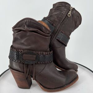 CUADRA Choco  genuine python leather western Vintage‎ boots
